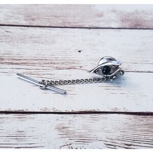 Vintage Tie Tack - Silver Tone & Black